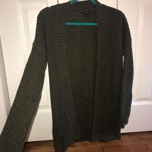 green open front cardigan